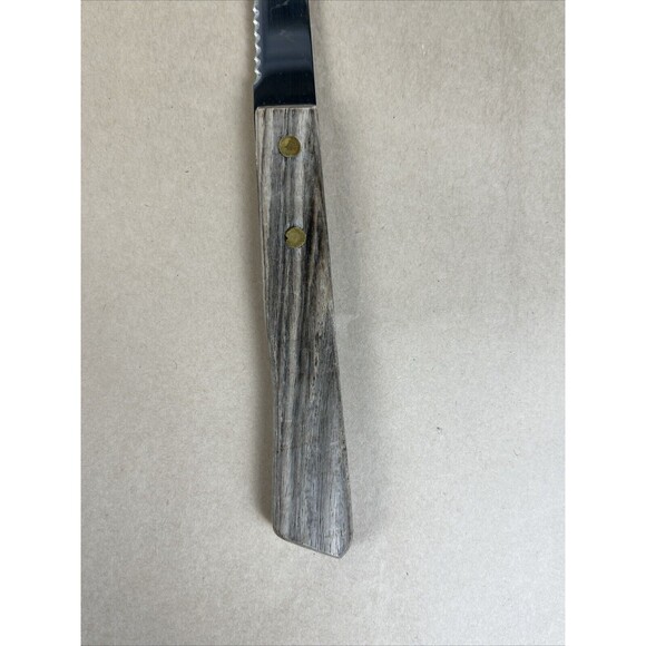 Vintage Stainless Steel Japan Bread Knife 13” L Serrated 8” Blade Wood Handle - Picture 2 of 4